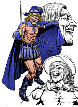 Cape, boots and pantaloons...who needs a shirt?